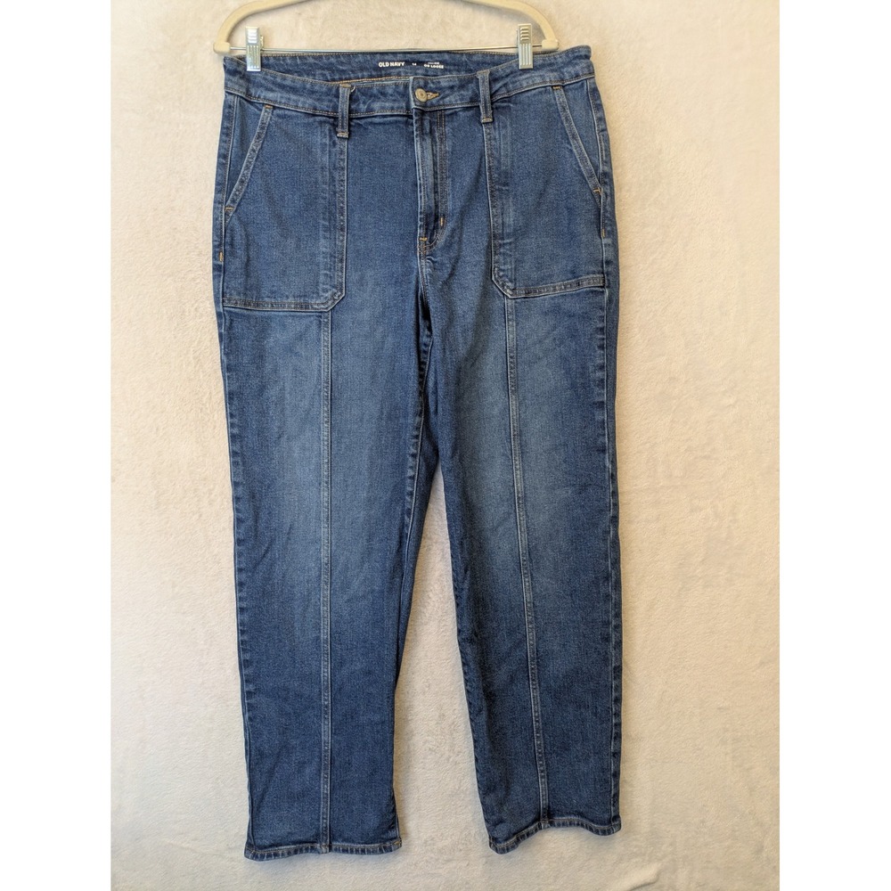 Old‎ Navy OG Loose Jeans Women's 14 Blue High Rise Straight Leg